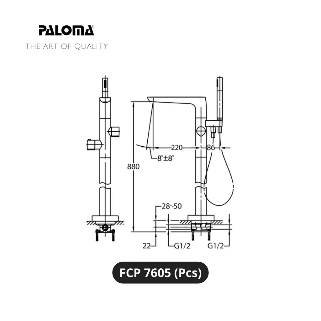 Paloma FCP 7605 Kran dan Shower Lantai Bathub Pcs - Surabaya