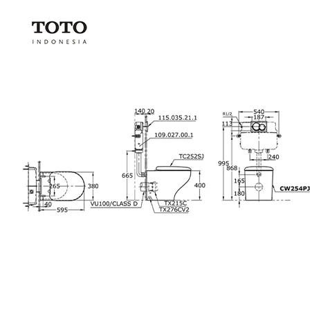 TOTO HAYON CW 254 PJ Pcs - Surabaya