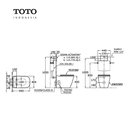 TOTO ALISEI CW 275 PJ Pcs - Surabaya