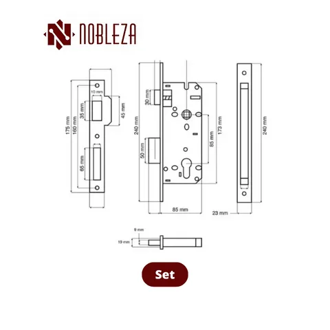 Nobleza Door Handle Rosette Procyon SN Set - Surabaya