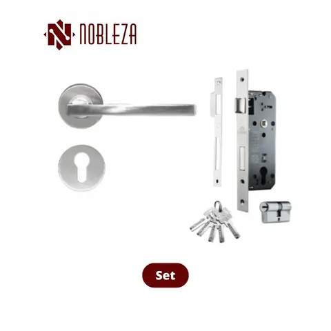 Nobleza Door Handle Rosette Procyon SN Set - Surabaya