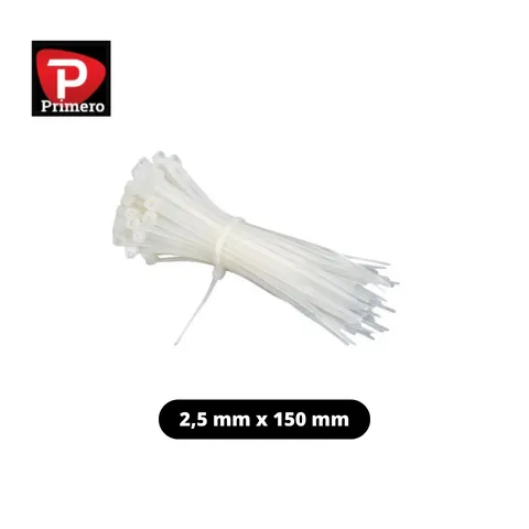 Primero Cable Ties Putih 2,5 mm x 150 mm 2,5 mm x 150 mm - Sinar Lazar