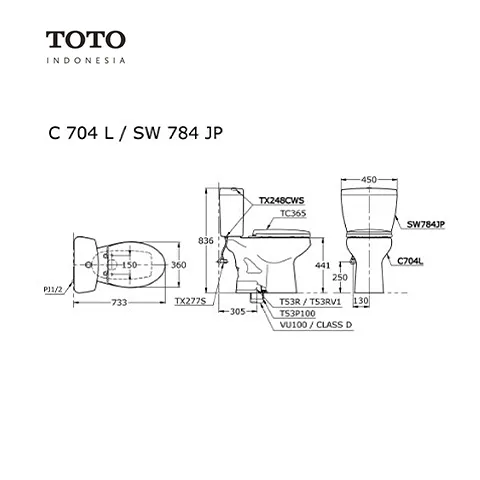 TOTO C 704 L / SW 784 JP Pcs - Surabaya