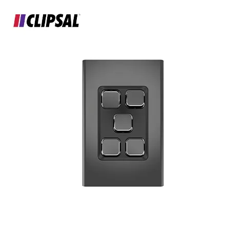Clipsal Iconic Styl Switch Plate Skin - Vertical/Horizontal- 5 Gang 82,0 x 126,0 x 9,0 mm SIlver - Surabaya