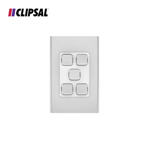 Clipsal Iconic Styl Switch Plate Skin - Vertical/Horizontal- 5 Gang 82,0 x 126,0 x 9,0 mm SIlver - Surabaya