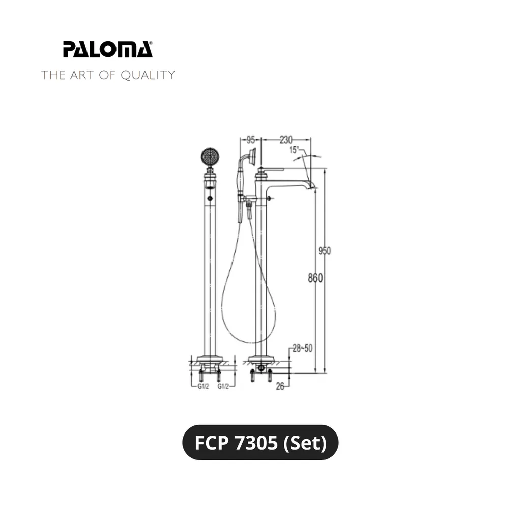 Paloma FCP 7305 Kran dan Shower Lantai Bathub