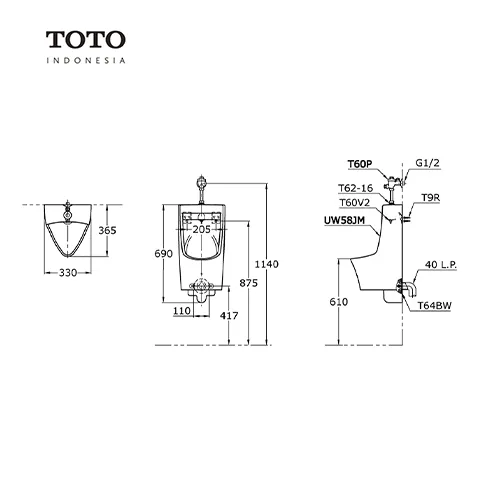 TOTO UW 58 HJ Pcs - Surabaya