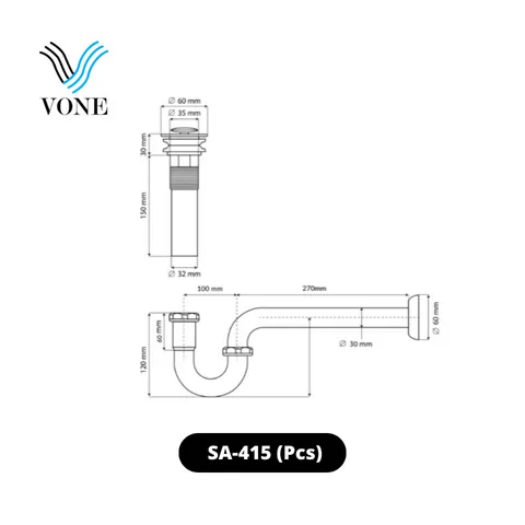 Vone P-Trap Saluran Pipa Leher Angsa SA-415