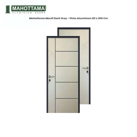 Mahottama Mas41 Ivory Dark Grey - Pintu Aluminium 80 x 200 80 x 200 Cm Kanan - Surabaya