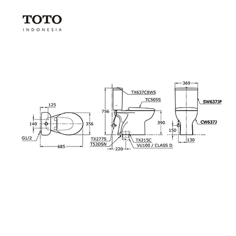 TOTO CW 637 PJ / SW 637 JP Pcs - Surabaya