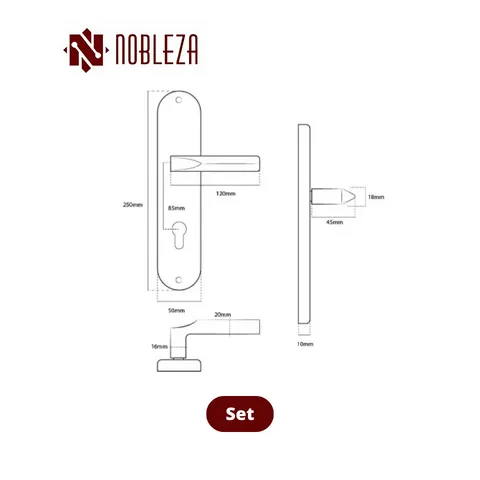 Nobleza Door Handle Black Meridian Set - Surabaya