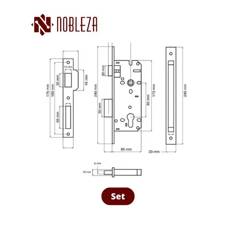 Nobleza Door Handle Rosette Arcturus SS Set - Surabaya
