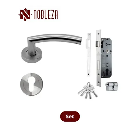 Nobleza Door Handle Rosette Aquila SS Set - Surabaya