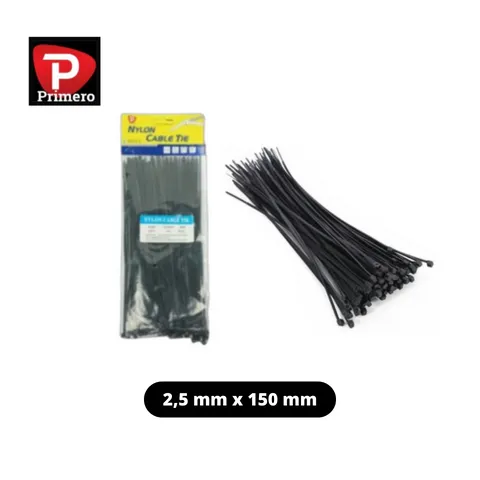 Primero Cable Ties Hitam 2,5 mm x 150 mm 2,5 mm x 150 mm - Cahaya 7296