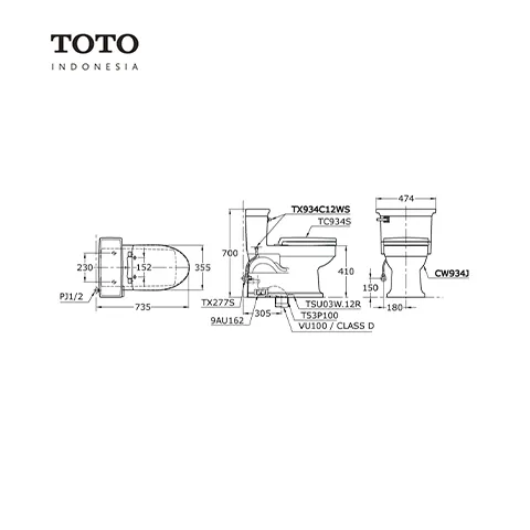 TOTO Wenzal CW 934 J Pcs - Surabaya