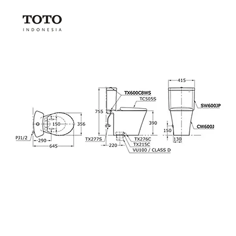 TOTO CW 600 J / SW 600 JP Pcs - Surabaya
