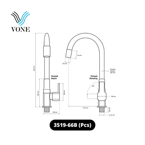 Vone Kran Angsa Flexibel 3519-66B