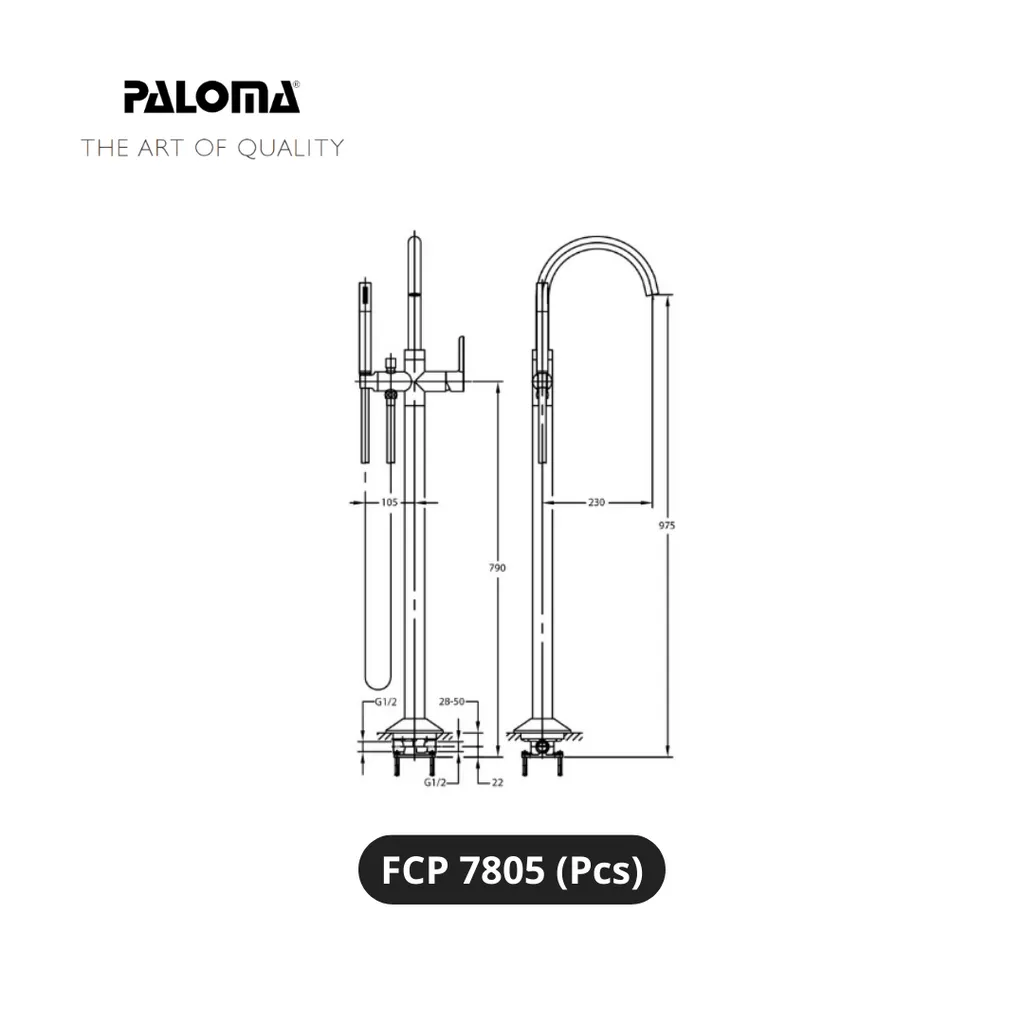 Paloma FCP 7805 Kran dan Shower Lantai Bathtub Pcs - Surabaya