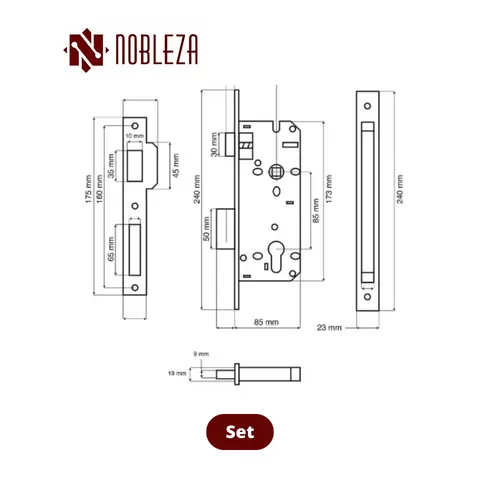 Nobleza Door Handle Rosette Nebula SS Set - Surabaya