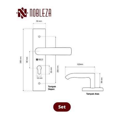 Nobleza Door Handle Stainless Cressida SS Set - Surabaya
