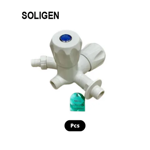 Soligen Stop Kran Cabang 2 PVC S10 Pcs - Sumber Sentosa