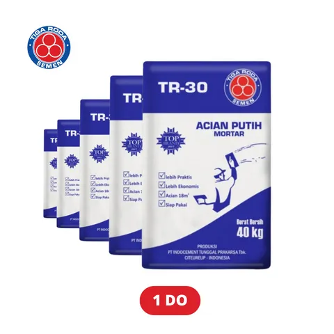 Tiga Roda TR 30 Acian Putih Mortar 1 DO 40 Kg - Sumber Wangi Suci