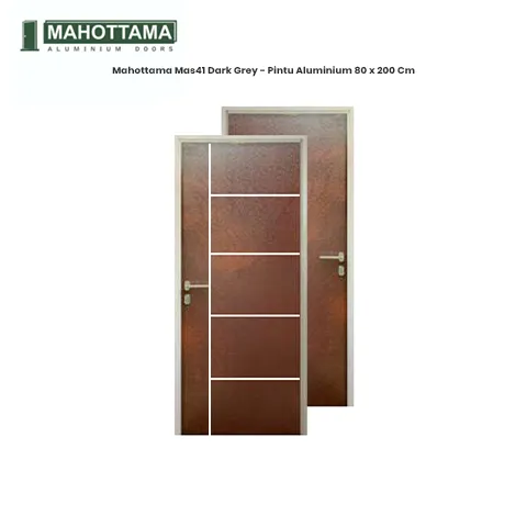 Mahottama Mas41  Ivory Brown - Pintu Aluminium 80 x 200 80 x 200 Cm Kanan - Surabaya