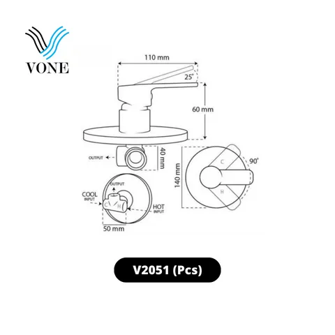 Vone Premium Wall Shower Faucet V2051 Pcs - Surabaya