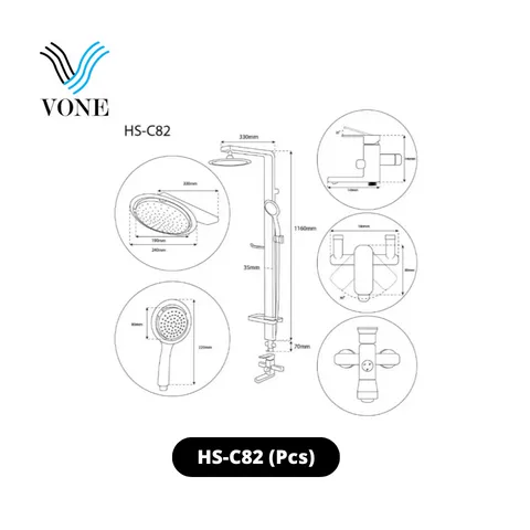 Vone Shower Tiang Column HS-C82 Set - Surabaya