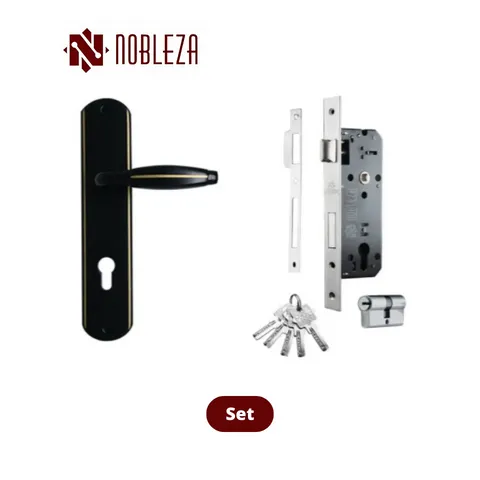 Nobleza Door Handle Black Supernova Set - Surabaya