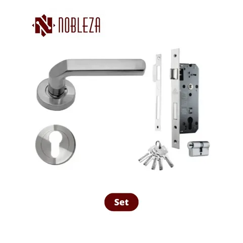 Nobleza Door Handle Rosette Laelaps SN/CP Set - Surabaya
