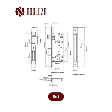 Nobleza Door Handle Black Aurora Set - Surabaya