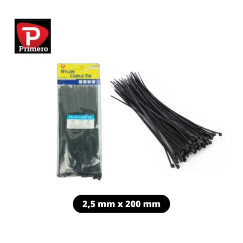 Primero Cable Ties Hitam 2,5 mm x 200 mm 2,5 mm x 200 mm - Sinar Lazar