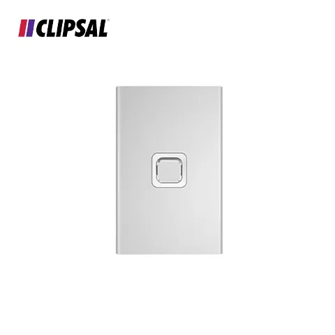 Clipsal Iconic Styl Switch Plate Skin - Vertical/Horizontal 1 Gang 82,0 x 126.0 x 8.5 mm Silver - Surabaya