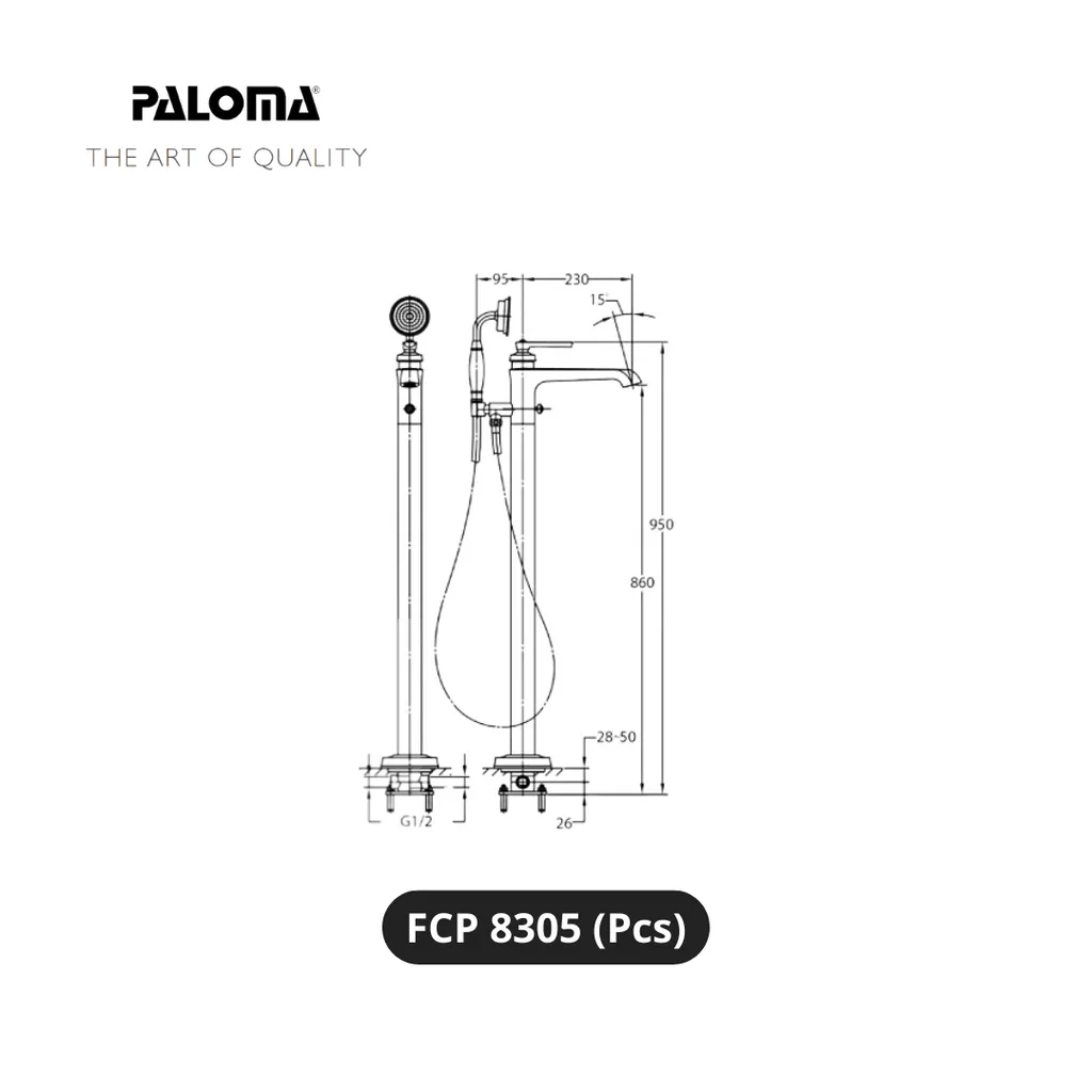 Paloma FCP 8305 Kran dan Shower Lantai Bathub Pcs - Surabaya