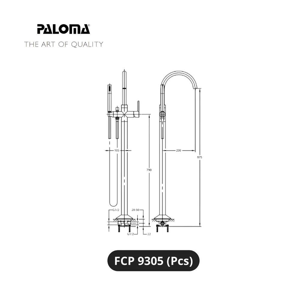 Paloma FCP 9305 Kran dan Shower Lantai Bathtub Pcs - Surabaya