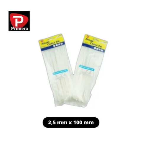 Primero Cable Ties Putih 2,5 mm x 100 mm 2,5 mm x 100 mm - Cahaya 7296