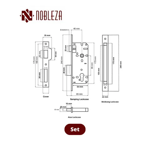 Nobleza Door Handle Prime Pollux Set - Surabaya