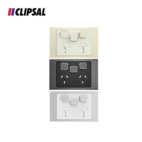 Clipsal Iconic Styl Double Power Point Skin with 1 extra switch - Horizontal Mount 250V- 10A Cream 126,0 x 82,0 x 8,5 mm - Surabaya