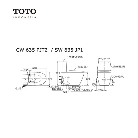 TOTO CW 635 PJ / SW 635 JP1 Pcs - Surabaya