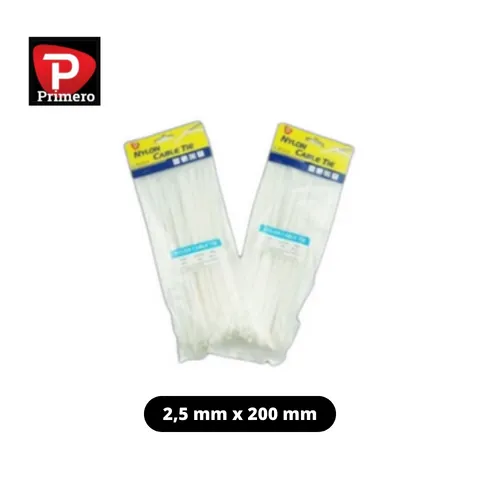 Primero Cable Ties Putih 2,5 mm x 200 mm 2,5 mm x 100 mm - Sinar Lazar