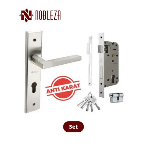 Nobleza Door Handle Stainless Leonid SS Set - Surabaya