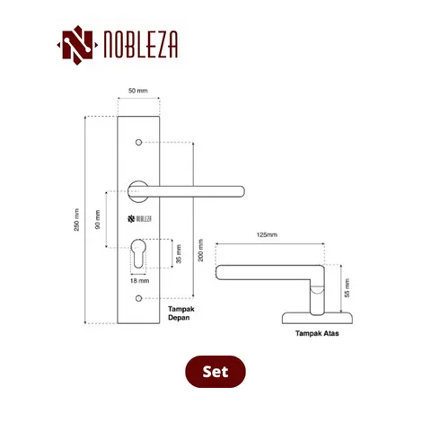 Nobleza Door Handle Stainless Leonid SS