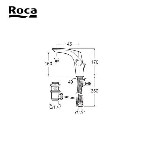 Roca Basin mixer with pop-up waste, Cold Start 17 Cm x 14.5 Cm - Surabaya