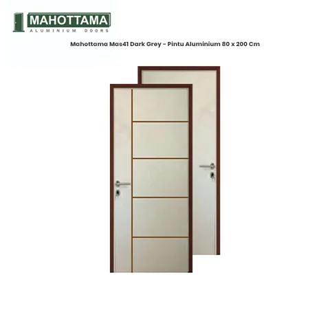 Mahottama Mas41 Brown Ivory - Pintu Aluminium 80 x 200 80 x 200 Cm Kanan - Surabaya
