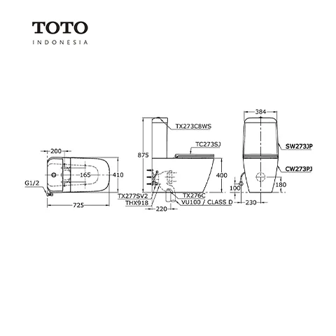 TOTO Alisei CW273PJ/SW273 JP Pcs - Surabaya