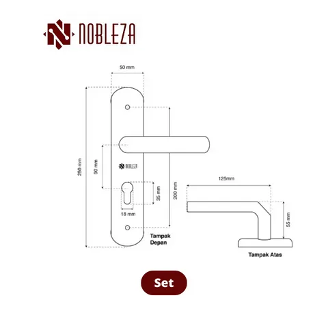 Nobleza Door Handle Stainless Alto SS Set - Surabaya