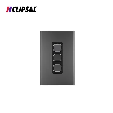 Clipsal Iconic Styl Switch Plate Skin, Vertical/Horizontal, 3 Gang 82,0 x 126,0 x 8,5 mm Gold - Surabaya
