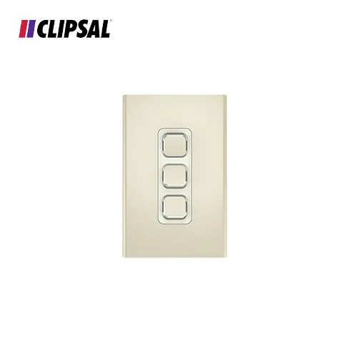 Clipsal Iconic Styl Switch Plate Skin, Vertical/Horizontal, 3 Gang 82,0 x 126,0 x 8,5 mm Black - Surabaya