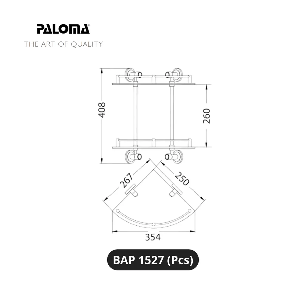 Paloma BAP 1527 Rak Kaca Sudut Dinding Kamar Mandi